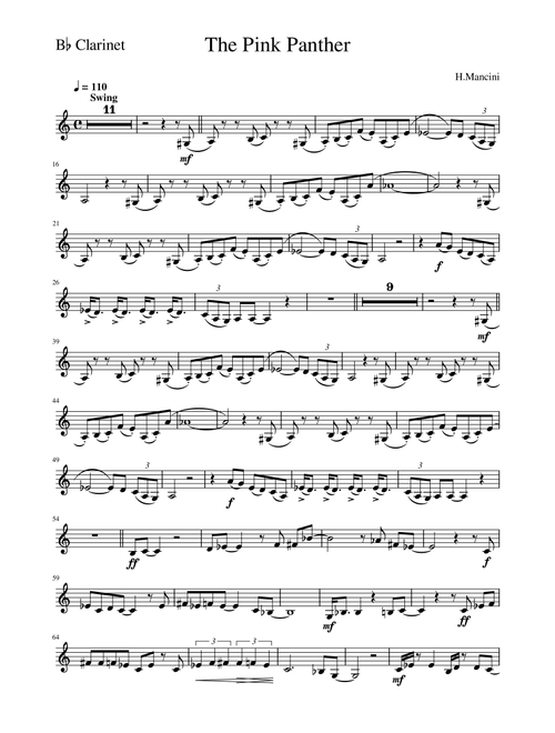 The Pink Panther (Arr. Zachary Corbett) - Henry Mancini (Clarinet Solo)
