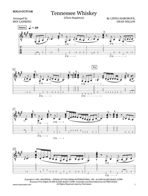Tennessee Whiskey (Arr. Ben Lahring) - Chris Stapleton (Solo Guitar)