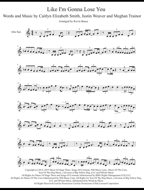 Like I'm Gonna Lose You (Arr. Kevin Busse) - Meghan Trainor (Alto Sax Solo)