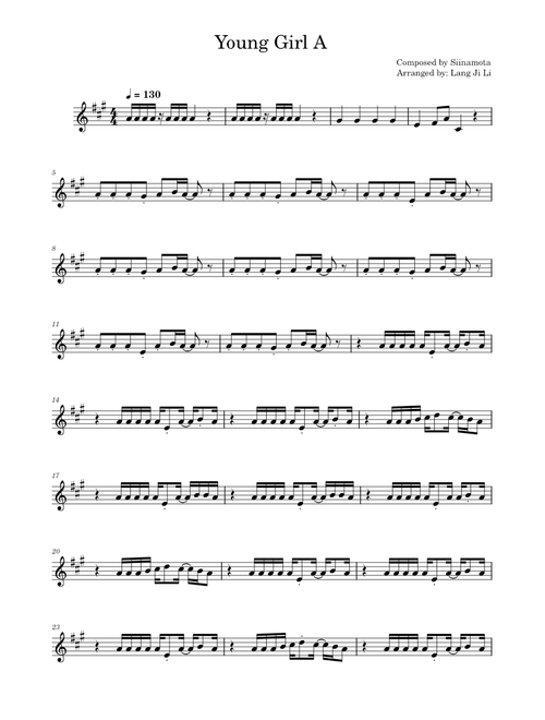 Young Girl A (Violin) Siinamota, Arranged by Lang Ji Li
