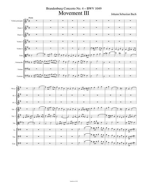 Bach - Brandenburg Concerto No. 4 (BWV 1049) - Mvt. III (Presto)