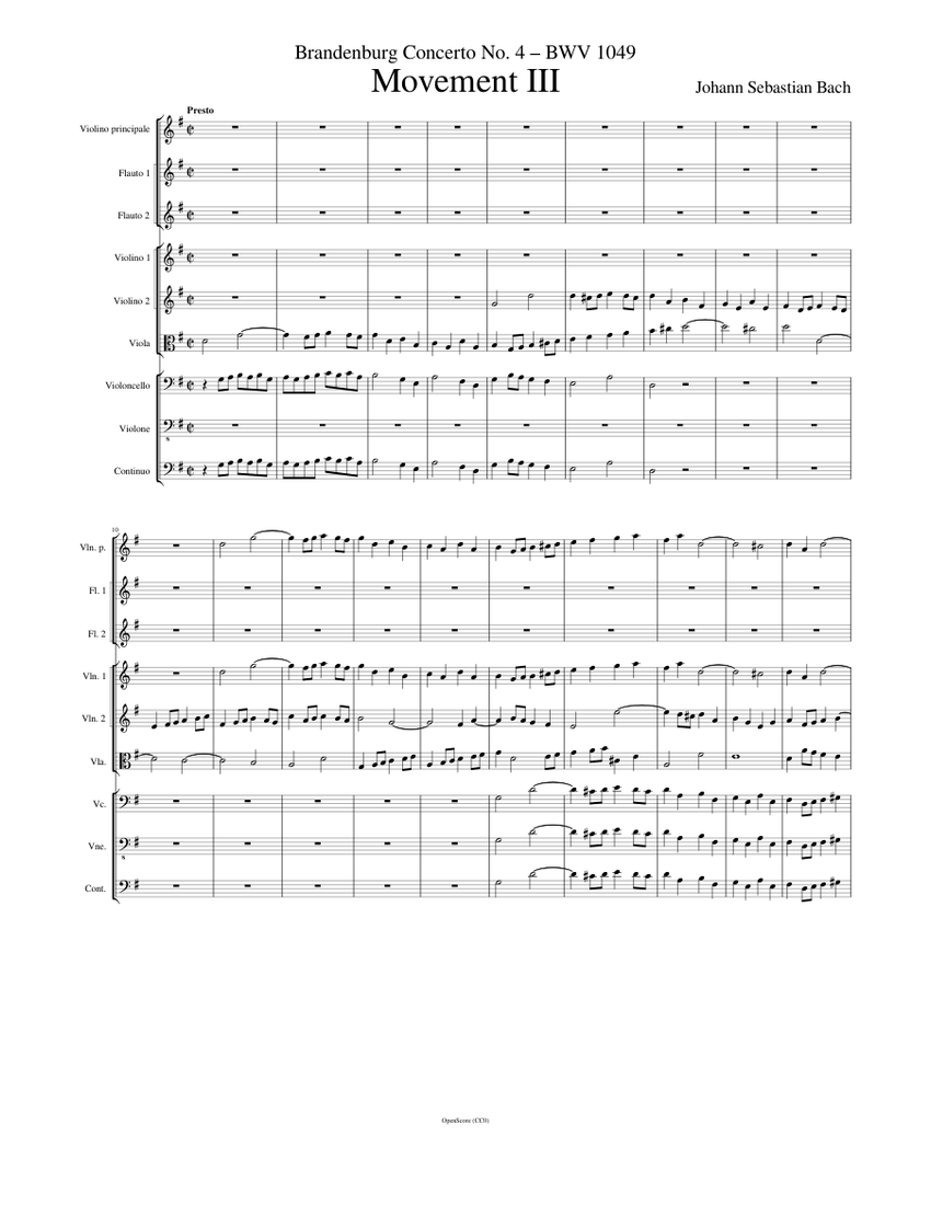 Bach - Brandenburg Concerto No. 4 (BWV 1049) - Mvt. III