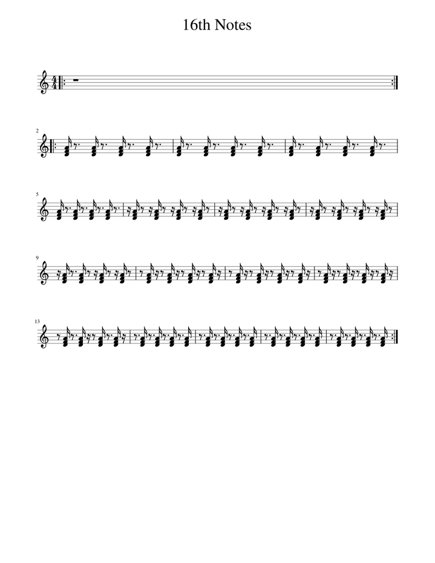 16th Notes Sheet Music for Piano (Solo) easy | MuseScore.com
