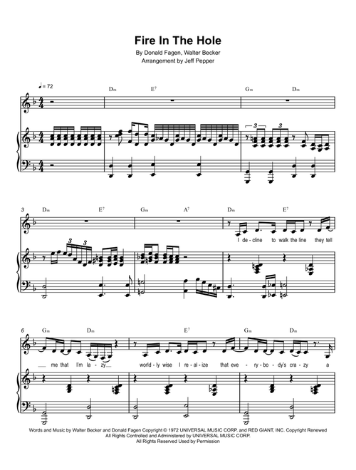 Fire In The Hole (Arr. Jeff Pepper) - Steely Dan (Piano Vocal)