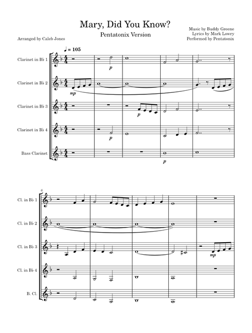 Mary, Did You Know? – Pentatonix Mary, Did You Know? - Clarinet Quintet