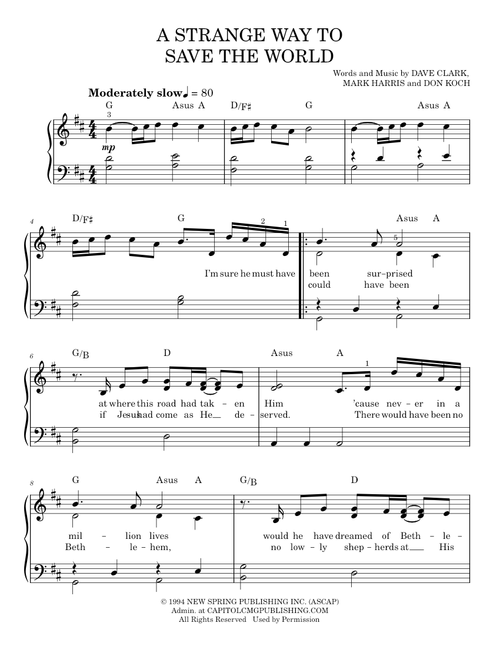 A strange way to save the world - 4Him (Easy Piano)