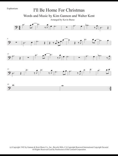 I'll Be Home For Christmas (Arr. Kevin Busse) - Rascal Flatts (Euphonium Solo)