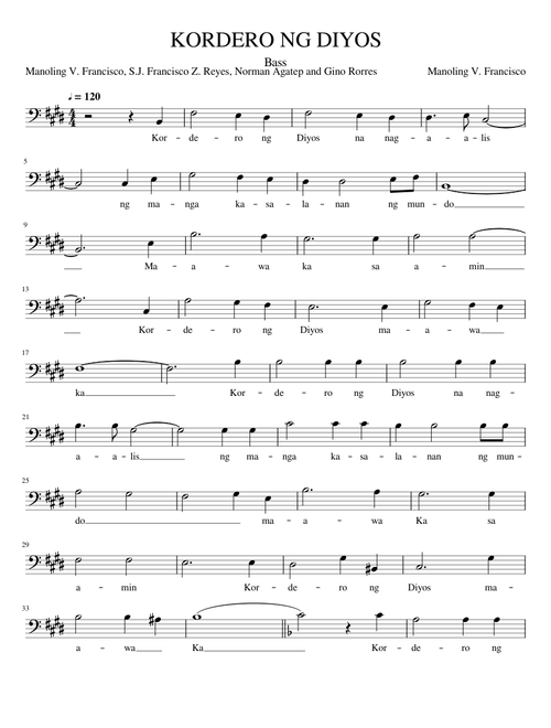 KORDERO NG DIYOS Bass