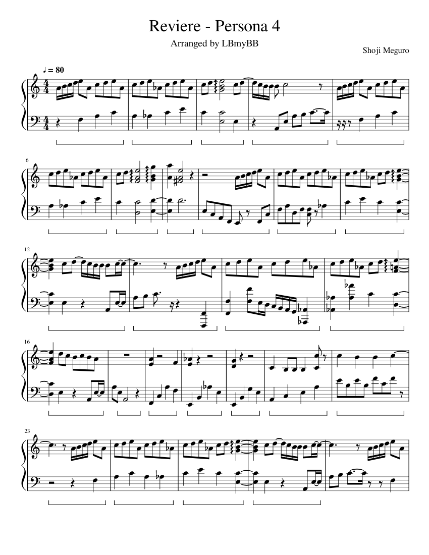 Reviere - Persona 4 Sheet Music for Piano (Solo) easy | MuseScore.com