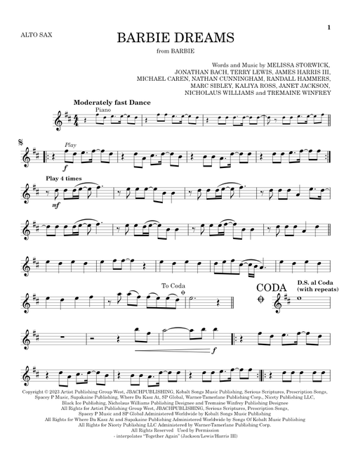 Barbie Dreams (from Barbie) (feat. Kaliii) - FIFTY FIFTY (Alto Sax Solo)
