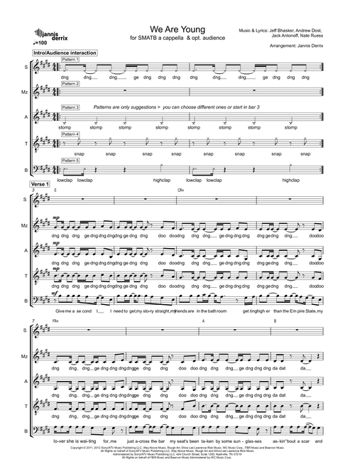 We Are Young (Arr. Jannis Derrix) - fun (Choral, 5-Part)