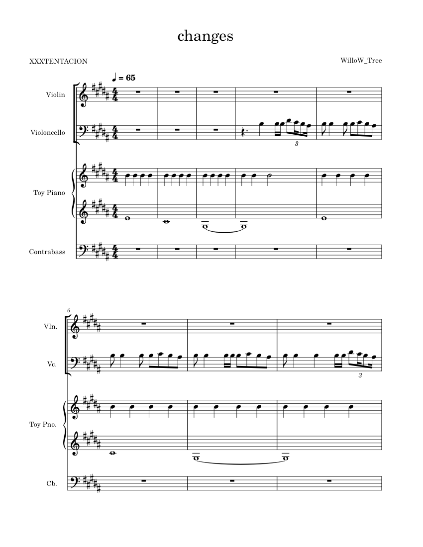 Changes Song Notes Changes – XXXTENTACION changes - XXXTENTACION Sheet Music for Piano ...