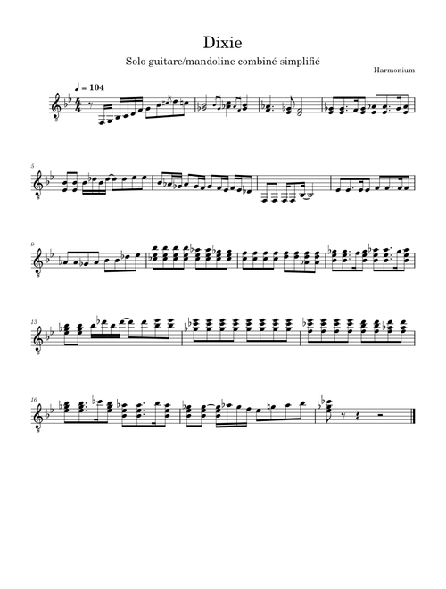 Dixie – Harmonium solo guitare