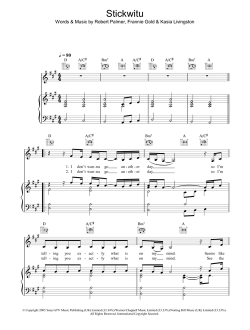 Stickwitu - Pussycat Dolls (Piano-Vocal-Guitar (Piano Accompaniment))