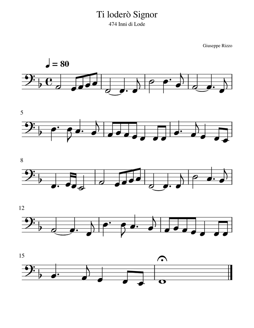 Ti loderò Signor Sheet music for Piano (Brass Ensemble) | Musescore.com