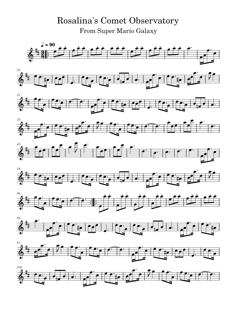 Rosalina's Comet Observatory Sheet music for Flute (Solo)