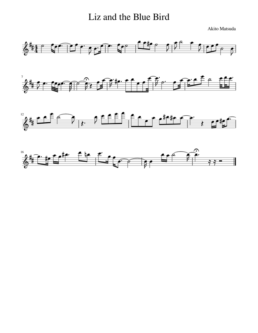 Liz and the Blue Bird Sheet Music for Clarinet in b-flat (Solo ...