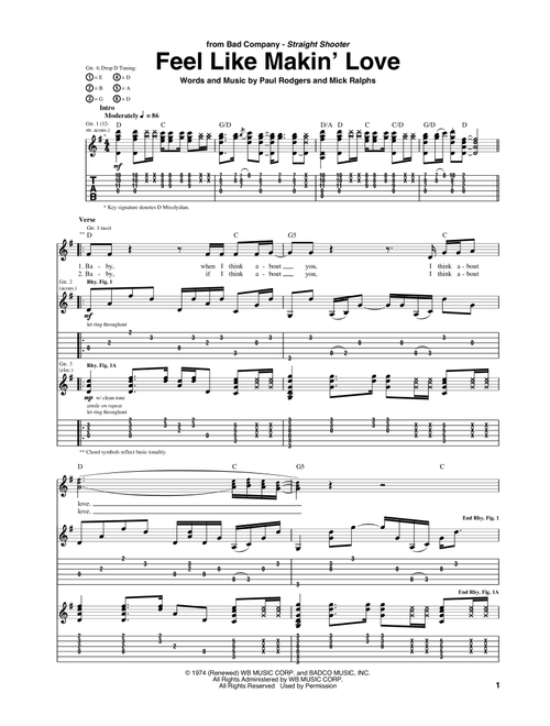 Feel Like Makin' Love - Bad Company (Guitar Tab)