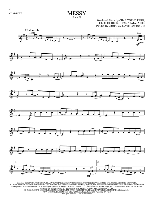 Messy (from F1: The Movie) - Rosé (Clarinet Solo)