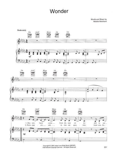 Wonder - Natalie Merchant (Piano-Vocal-Guitar)