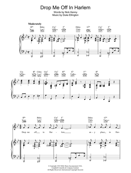 Drop Me Off In Harlem - Duke Ellington (Piano-Vocal-Guitar (Piano Accompaniment))