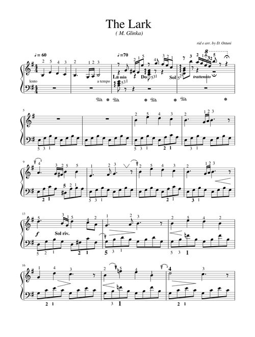 The Lark - Glinka M. I. Easy Version