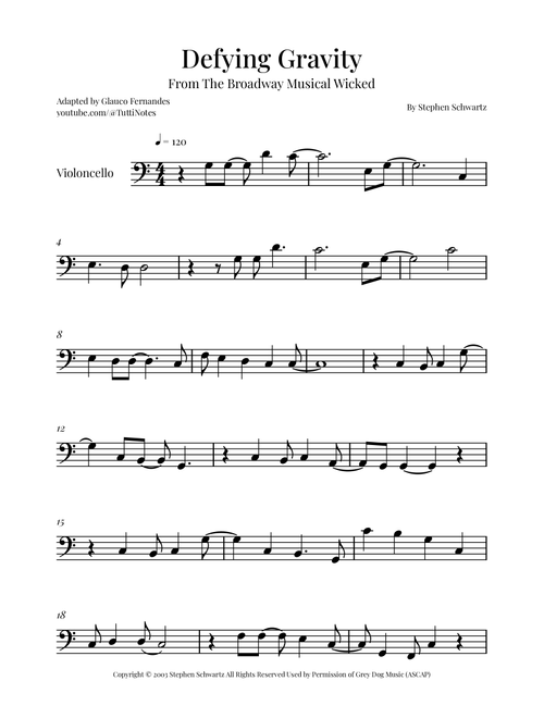 Defying Gravity (Arr. Glauco Fernandes) - Stephen Schwartz (Cello Solo)