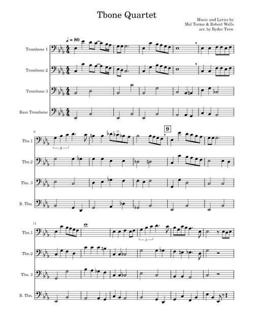 The Christmas Song (Chestnuts Roasting on an Open Fire) – Mel Torme and Robert Wells for 4 Trombone