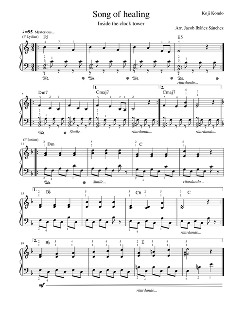 Song of healing (piano beginner)
