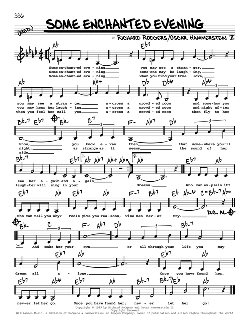 Some Enchanted Evening (from South Pacific) (Low Voice) - Rodgers & Hammerstein, Richard Rodgers, Oscar Hammerstein II (Real Book - Melody-Chords-Lyrics)