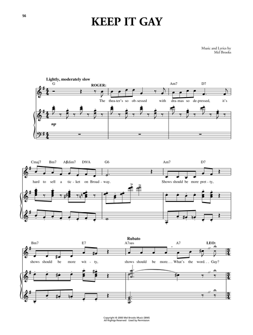 Keep It Gay (from The Producers) - Mel Brooks (Piano Vocal)