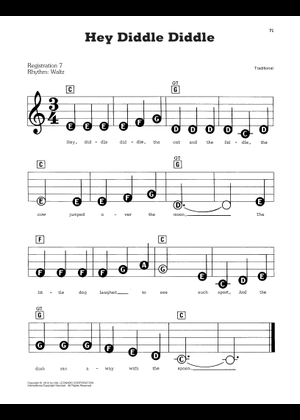 Hey Diddle Diddle – Misc Traditional Hey Diddle Diddle Sheet Music with ...