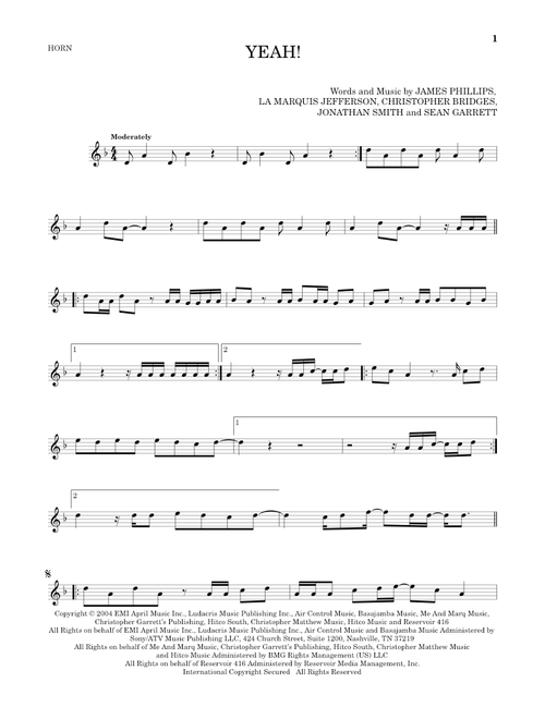 Yeah! - Usher featuring Lil Jon & Ludacris (French Horn Solo)