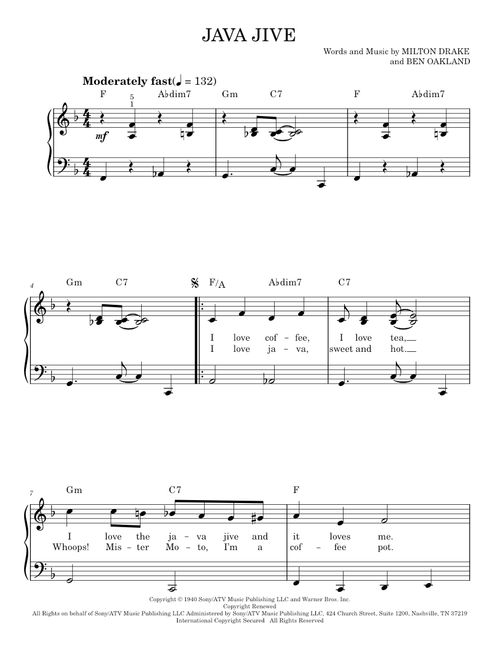 Java Jive - The Ink Spots (Easy Piano)