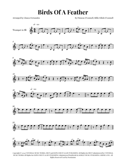 Birds Of A Feather (Arr. Glauco Fernandes) - Billie Eilish (Trumpet Solo)