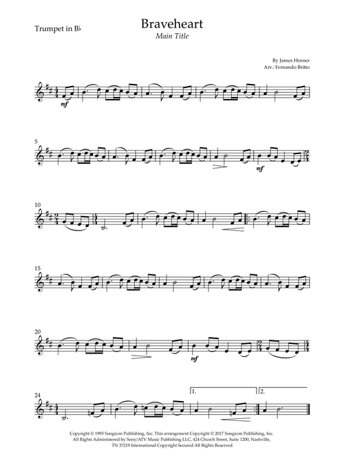 Braveheart - Main Title (Arr. Fernando Britto) - James Horner (Trumpet Solo)