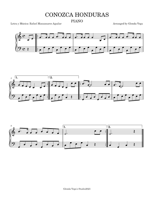 CONOZCA HONDURAS-PIANO