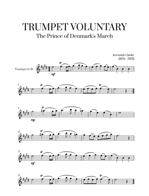 Trumpet Voluntary (The Prince of Denmark's March) for Trumpet in Bb Solo (Arr. Cadenza Editions) - Jeremiah Clarke (Trumpet Solo)