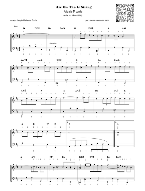 Air On The G String - aria da 4ªcorda - Bwv 1068 (Arr. Sérgio Matias da Cunha) - Johann Sebastian Bach (Piano Solo)
