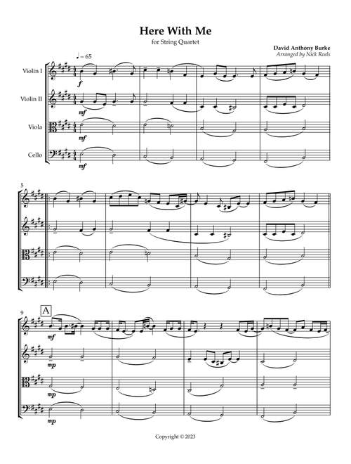 Here With Me (Arr. Nick Roels) - D4vd (String Quartet)