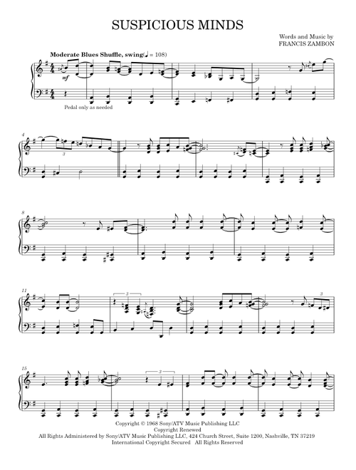 Suspicious minds - Elvis Presley (Piano Solo)