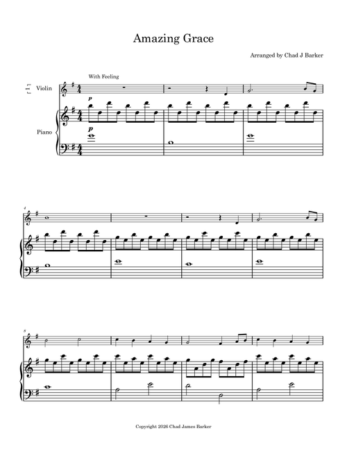 Amazing Grace (Arr. Chad James Barker) - John Newton and William Walker (Piano Vocal)