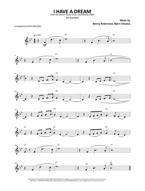I Have A Dream (Arr. André Machado) - ABBA (Trumpet Solo)