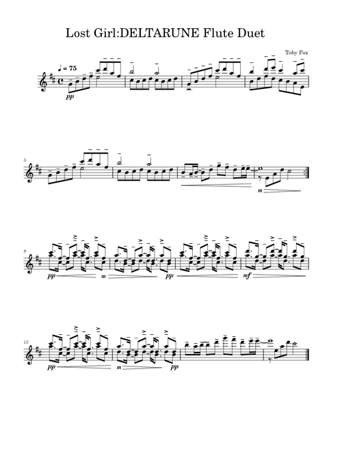 Lost Girl - Deltarune Chapter 2 – Toby Fox Duet For Flute
