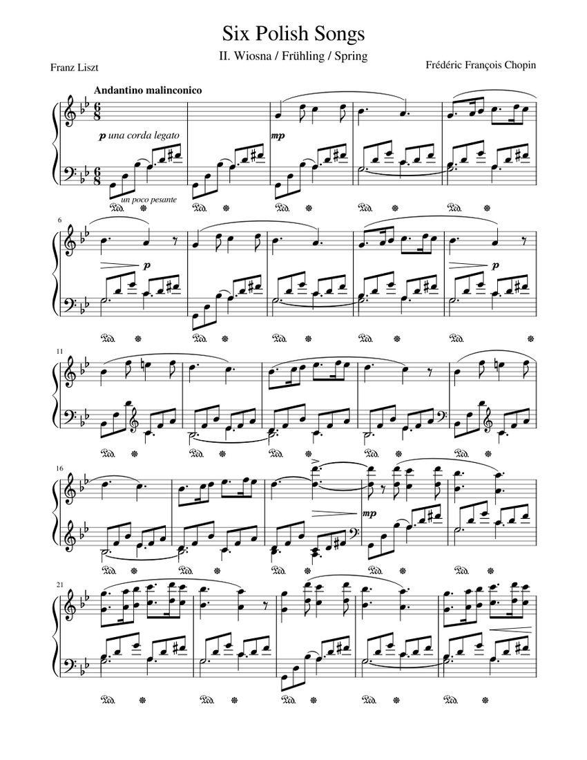 Wiosna/Spring from 6 Polish Songs, S.480 Sheet Music for