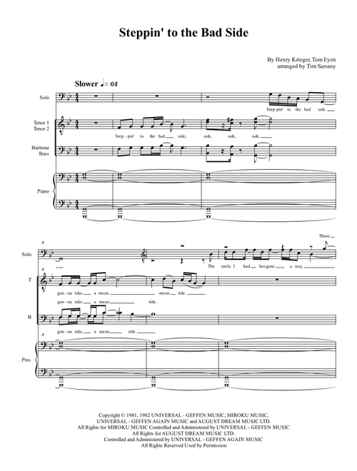 Steppin' To The Bad Side (Arr. Tim Sarsany) - Henry Krieger (Choral, TTBB)