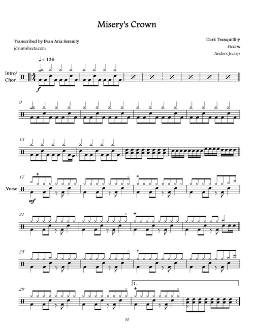 Misery S Crown (Arr. Evan Aria Serenity) - Dark Tranquillity (Drums)
