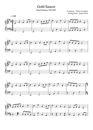 Final Fantasy VII - Gold Saucer Sheet Music for Piano (Solo