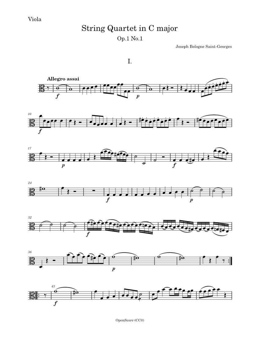 String Quartet in C major, Op.1 No.1 Joseph Bologne