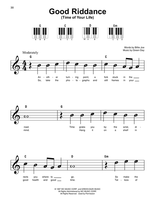 Good Riddance (Time Of Your Life) - Green Day (Super Easy Piano)